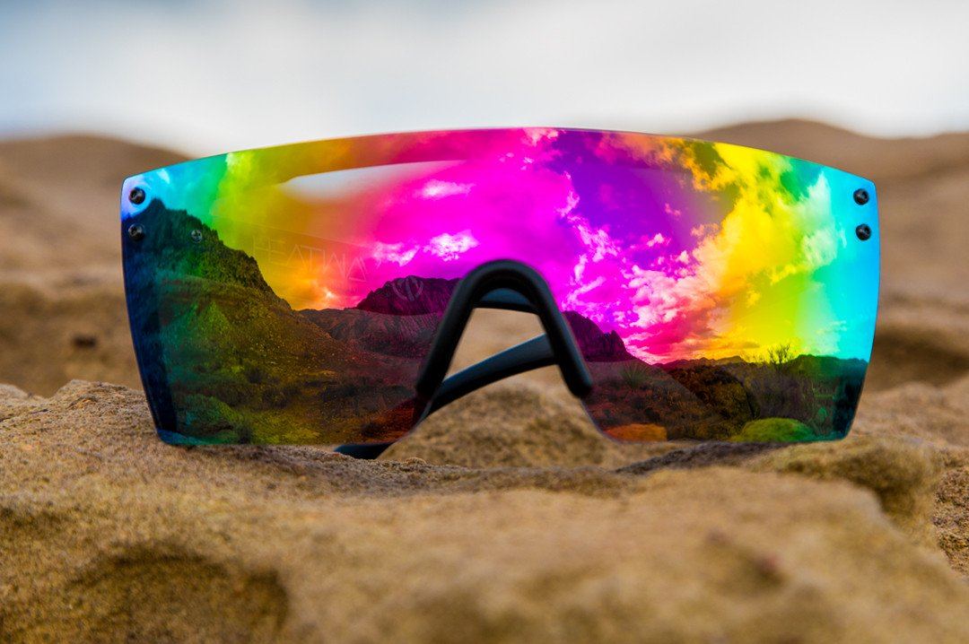 Lazer Face Single Lens Sunglasses: Savage Spectrum | Heat Wave Visual Polarized / No